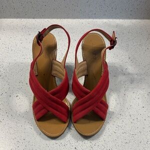 J. Crew Women's Vibrant Red Cross-Strap Sandals